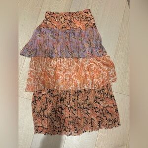 Zimmerman Floral Tiered Skirt - Orange, Purple, Black